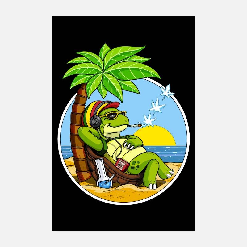 Schildkröte Hippie Stoner Poster 20x30 cm