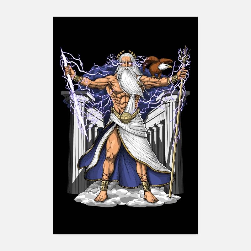 Ancient Greek Mythology God Zeus Poster 8" x 12" (20x30 cm)