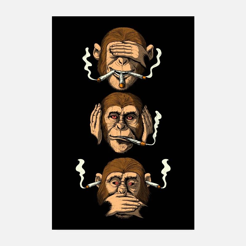 Trois singes sages lapidés Poster 20 x 30 cm