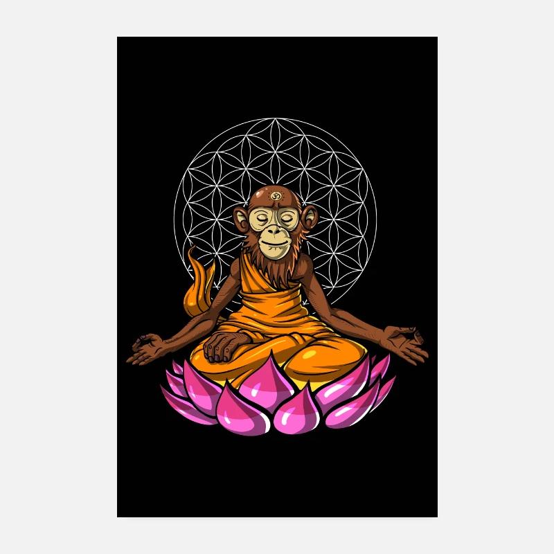 Affen-Buddha-Meditation Poster 20x30 cm