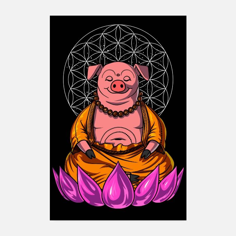 Méditation Zen Cochon Poster 20 x 30 cm