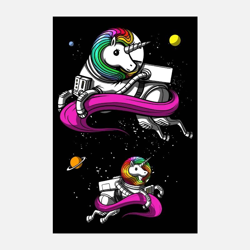 Unicorn Space Astronauts Poster 8" x 12" (20x30 cm)