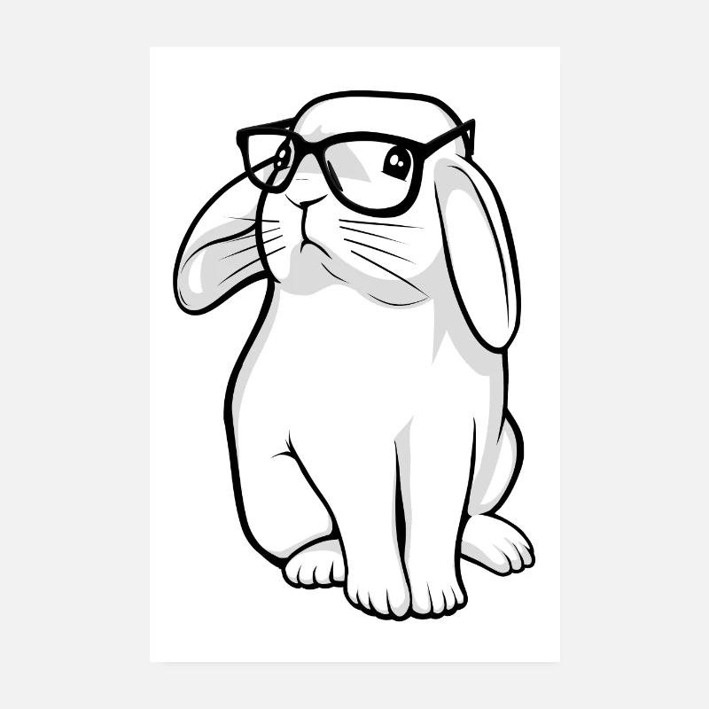 Hipster Rabbit With Glasses Poster 8" x 12" (20x30 cm)
