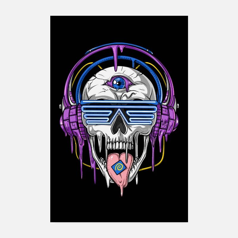 Schmelzender psychedelischer Schädel Poster 20x30 cm