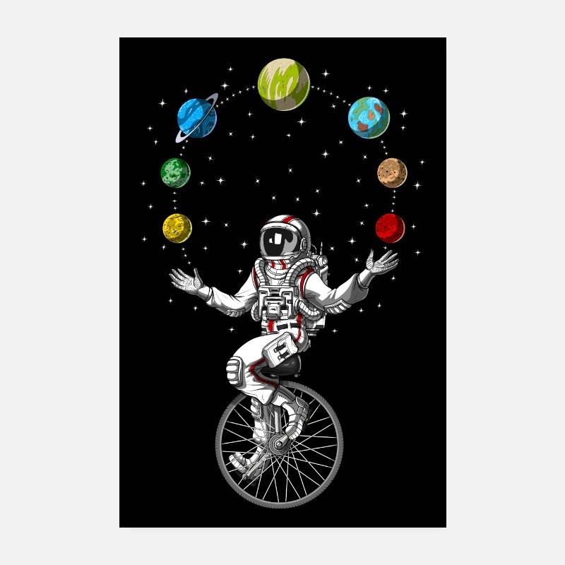 Astronaute jonglant avec les planètes spatiales Poster 20 x 30 cm
