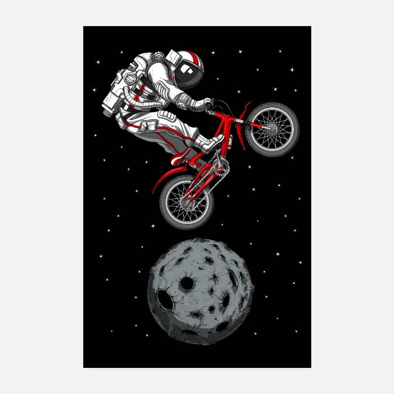 Space Astronaut Bicycle Jumping Poster 8" x 12" (20x30 cm)
