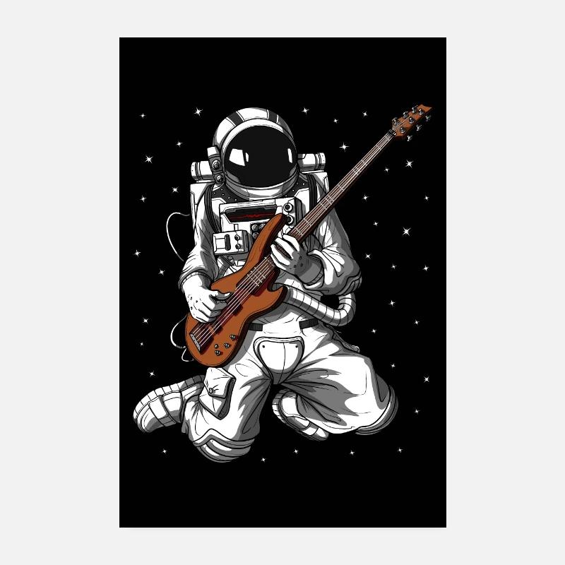 Astronaute de l’espace Bass Guitarist Poster 20 x 30 cm