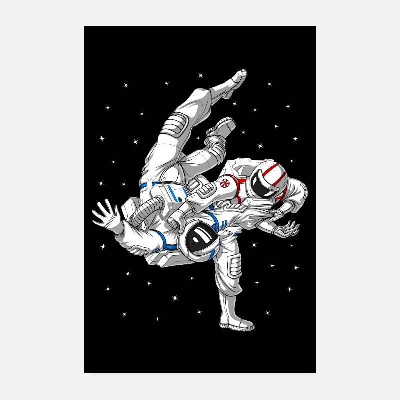 Astronautes Jiu-Jitsu Wrestling Poster 20 x 30 cm