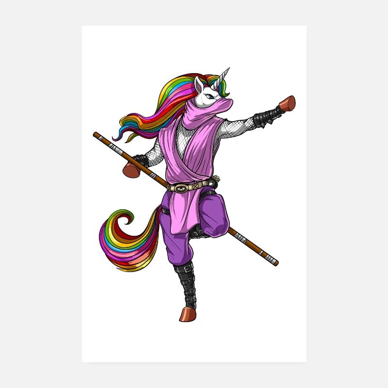 Einhorn Ninja Samurai Poster 20x30 cm