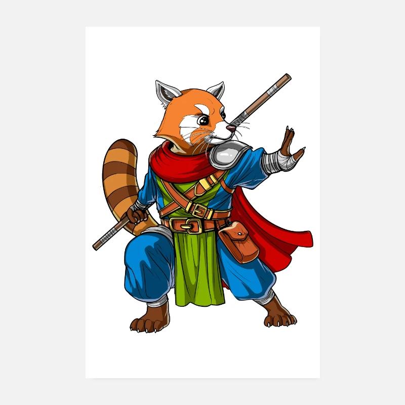 Red Panda Bear Ninja Poster 8" x 12" (20x30 cm)