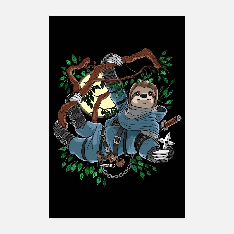 Faultier Ninja Samurai Poster 20x30 cm