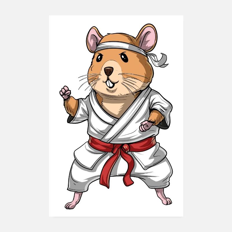 Hamster-Karate - Poster 20x30 cm - Weiß