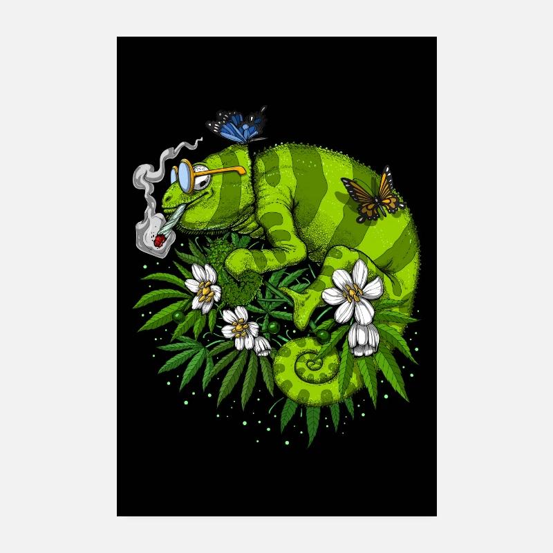 Chameleon Smoking Weed Poster 8" x 12" (20x30 cm)