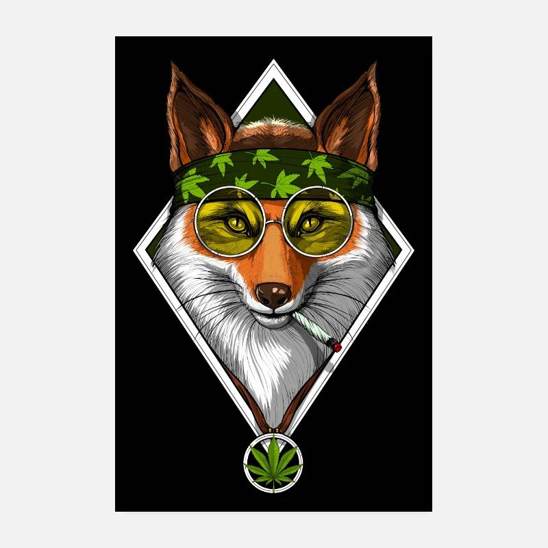 Fuchs Hippie Stoner Poster 20x30 cm