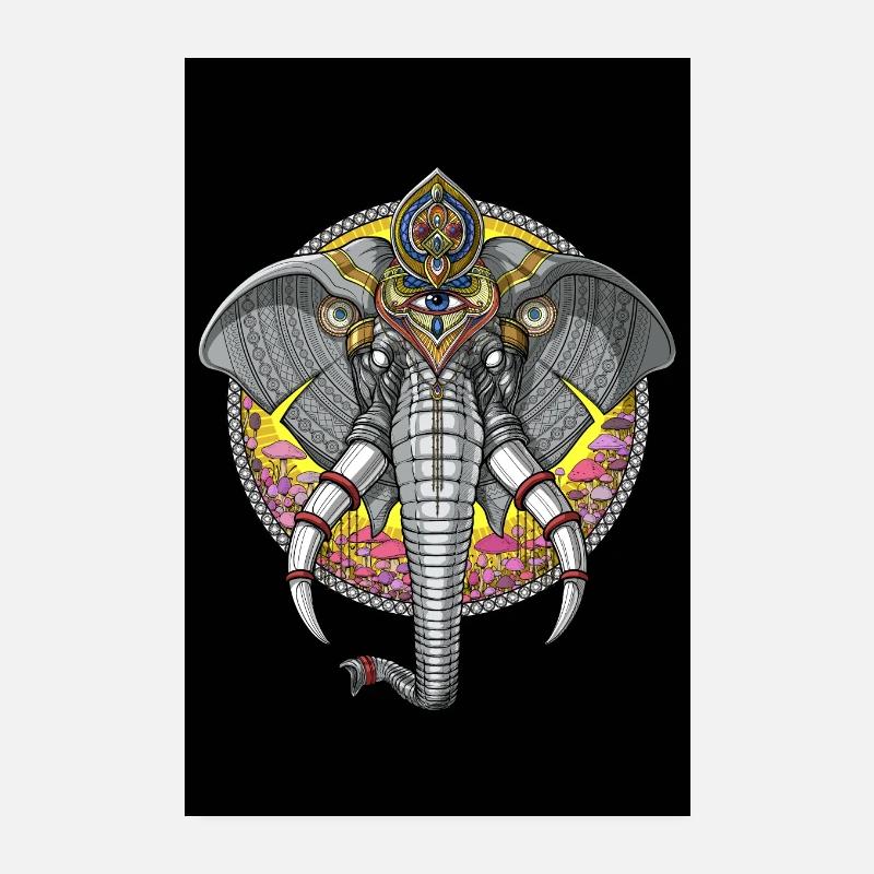 Psychedelischer Elefant Ganesha Poster 20x30 cm
