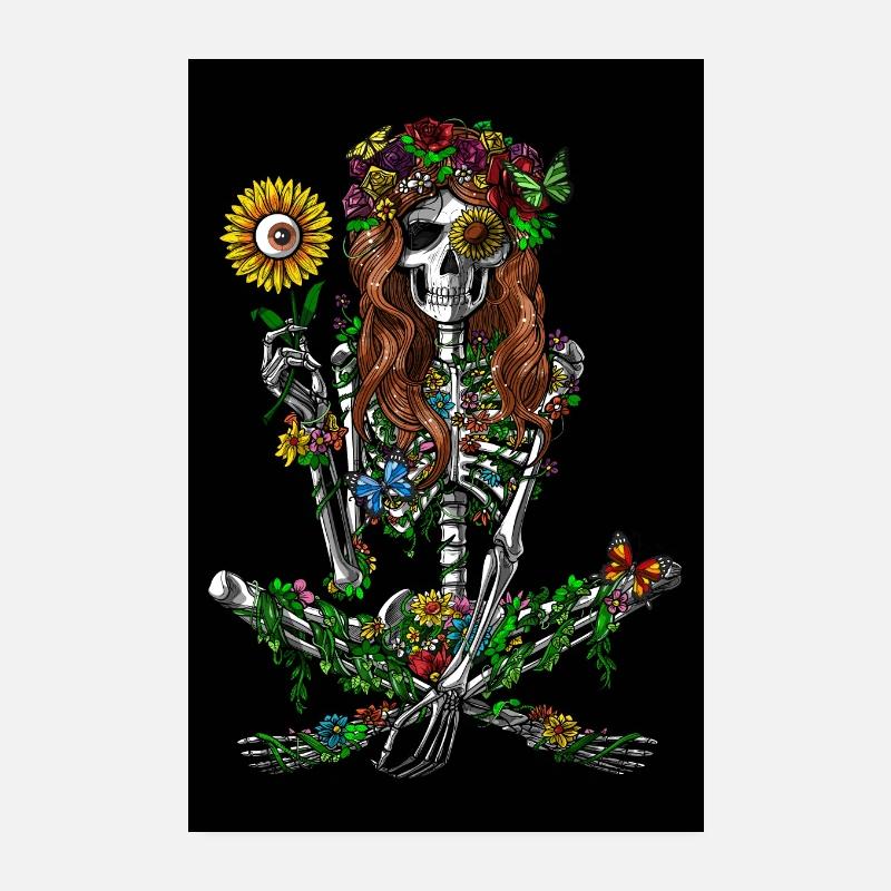 Squelette Hippie Poster 20 x 30 cm