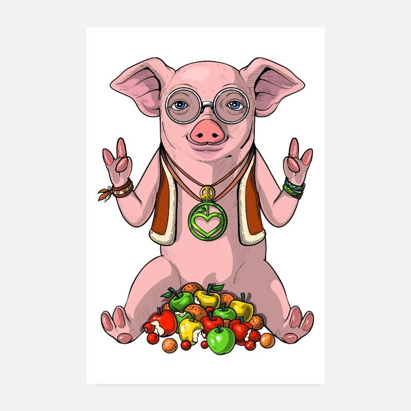 Hippie Pig Poster 8" x 12" (20x30 cm)