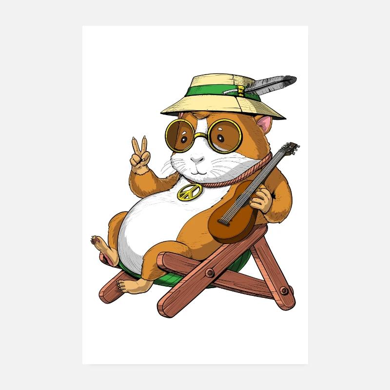 Cochon d’Inde Hippie Stoner Poster 20 x 30 cm