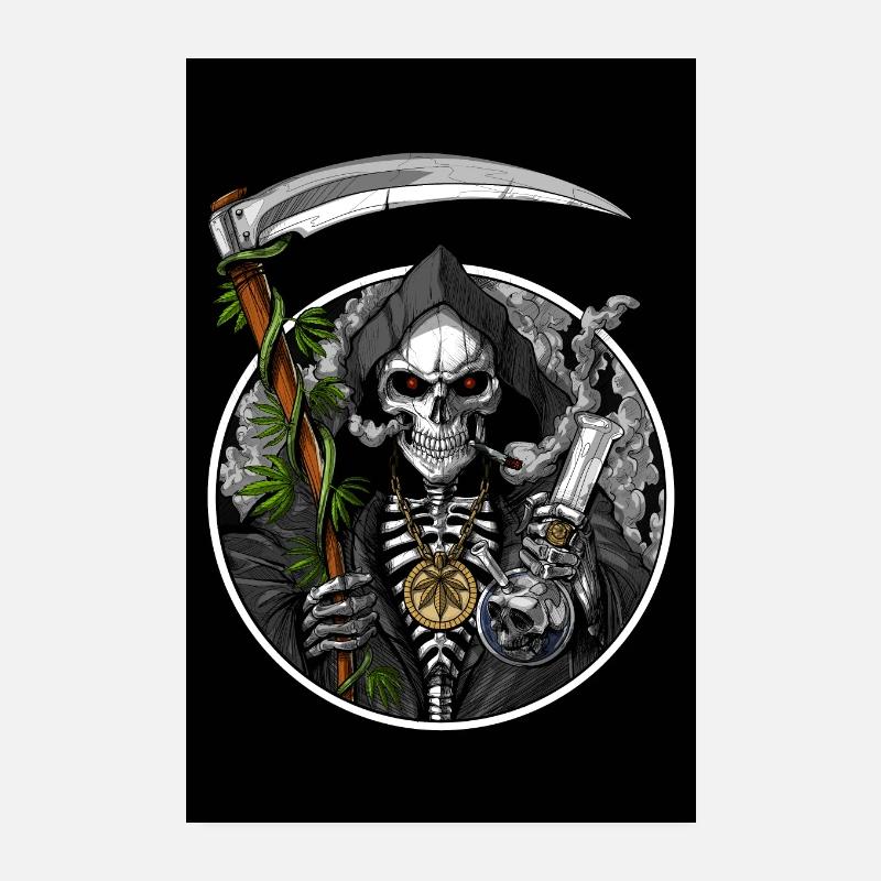 Grim Reaper Smoking Weed Poster 8" x 12" (20x30 cm)