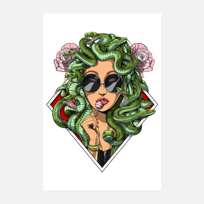 Déesse grecque hippie Méduse Poster 20 x 30 cm