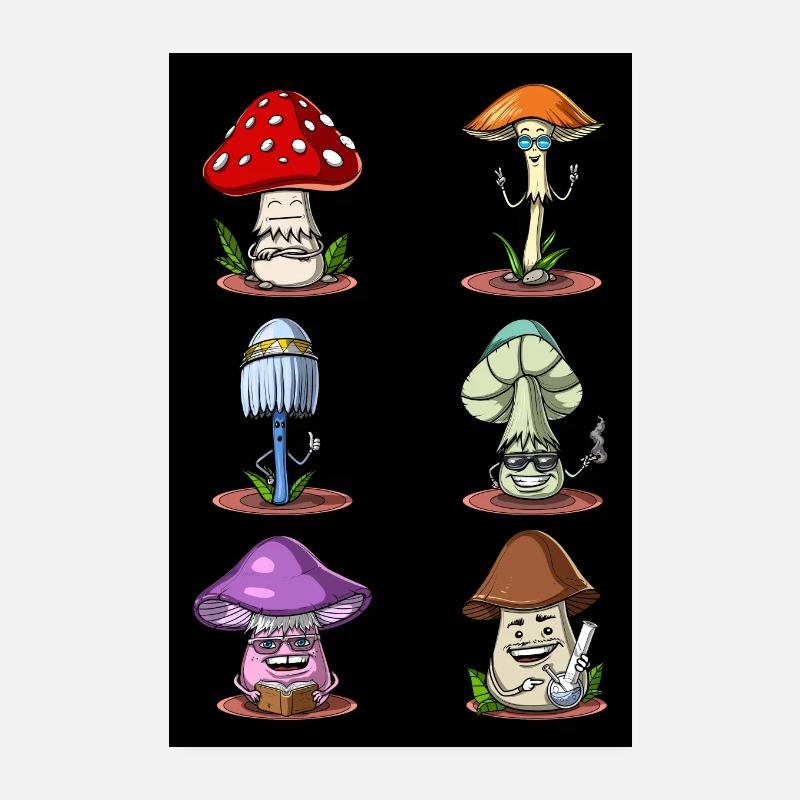 Champignons magiques de la forêt - Poster 20 x 30 cm - blanc