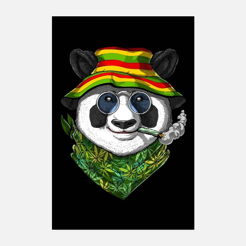 Panda Rastafari Fumer de l’herbe Poster 20 x 30 cm