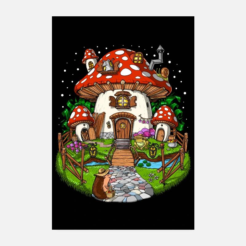 Forest Mushroom House Poster 8" x 12" (20x30 cm)