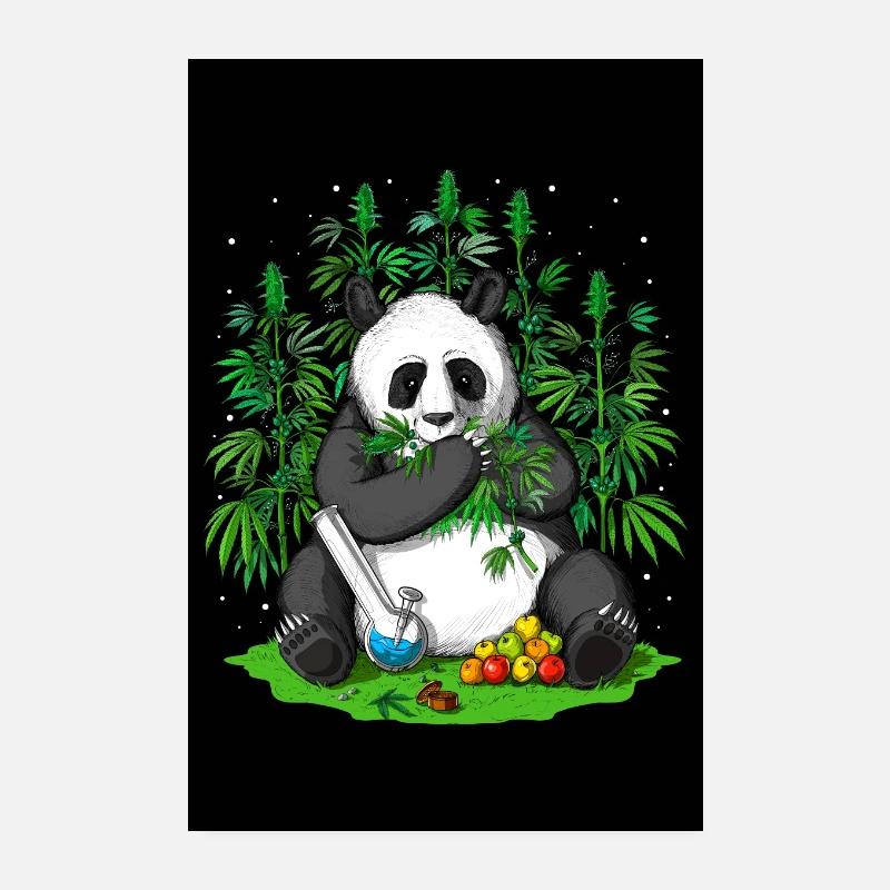 Panda Rastafari Fumer de l’herbe Poster 20 x 30 cm