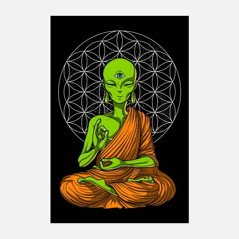 Méditation de Bouddha extraterrestre Poster 20 x 30 cm