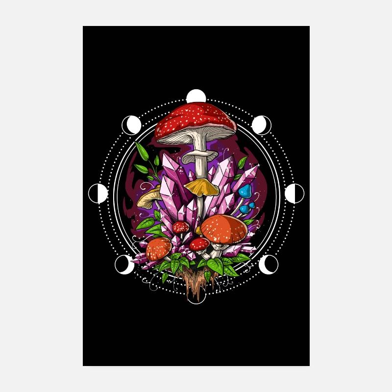 Champignons Géométrie Sacrée Poster 20 x 30 cm