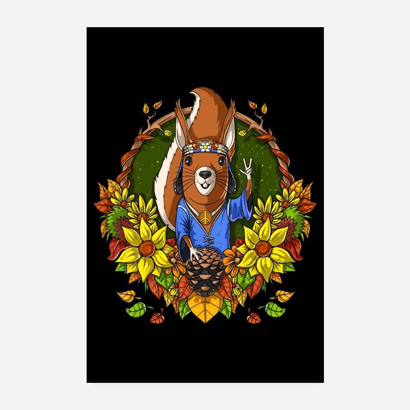 Hippie-Eichhörnchen - Poster 20x30 cm - Weiß