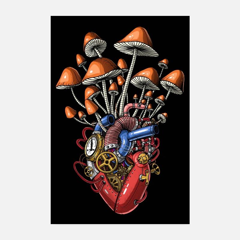 Champignons Steampunk Poster 20 x 30 cm