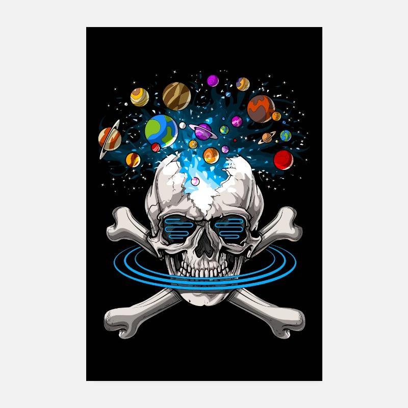 Psychedelischer Psytrance-Schädel Poster 20x30 cm