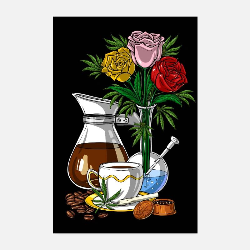 Hippie Stoner Weed Kaffee Poster 20x30 cm