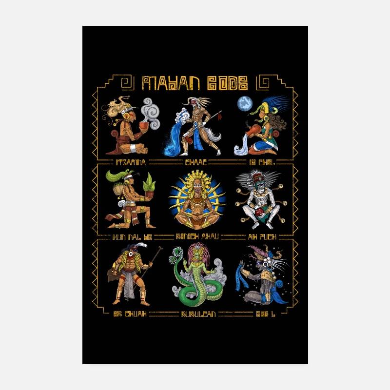 Ancient Mayan Civilization Gods Poster 8" x 12" (20x30 cm)