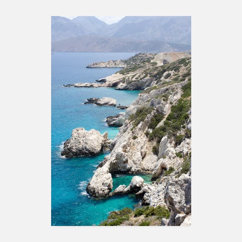 Steinklippe am Meer von Kreta Poster 20x30 cm