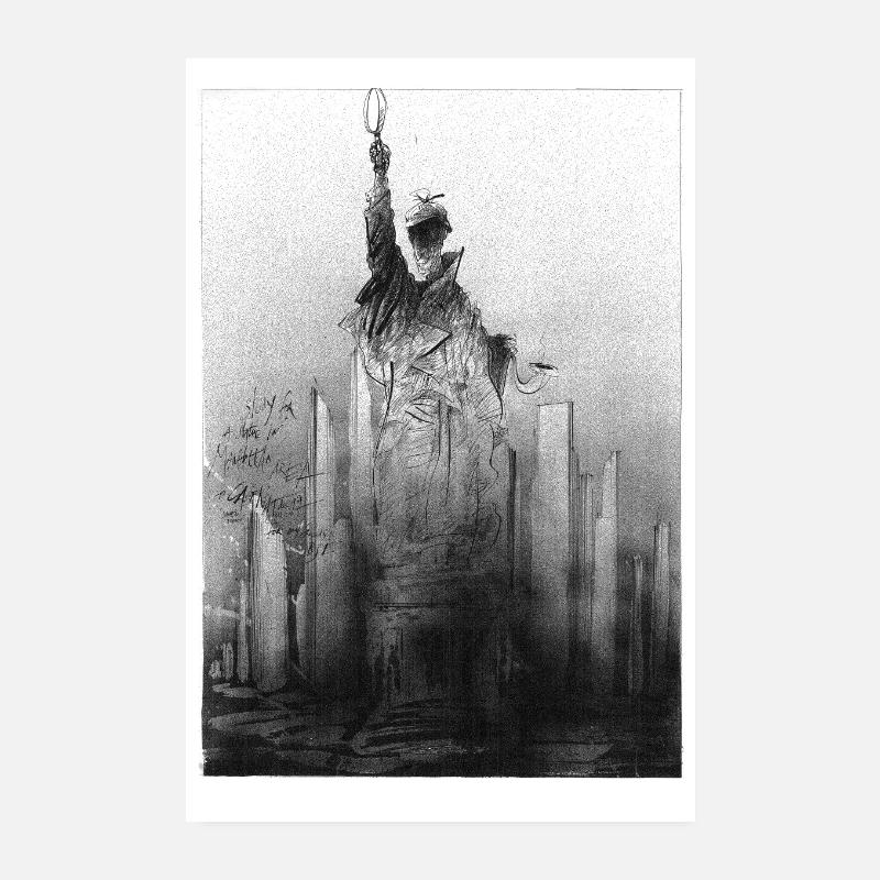 Sherlock Holmes Statue NYC by Cagnat Poster 8" x 12" (20x30 cm)