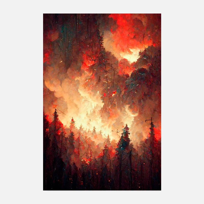 Ein brennender Himmel - Poster 20x30 cm - Weiß