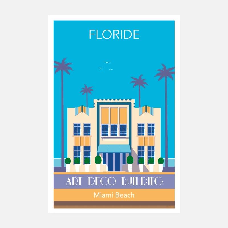 Miami Beach - Poster 8" x 12" (20x30 cm) - white