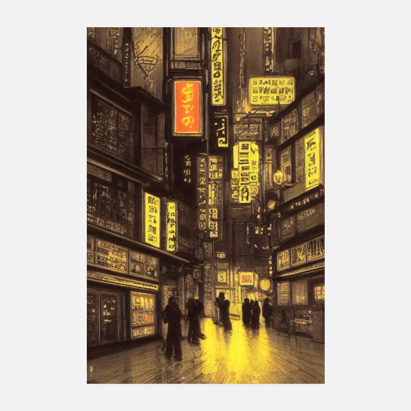 Neon Tokyo Allee Poster 20x30 cm