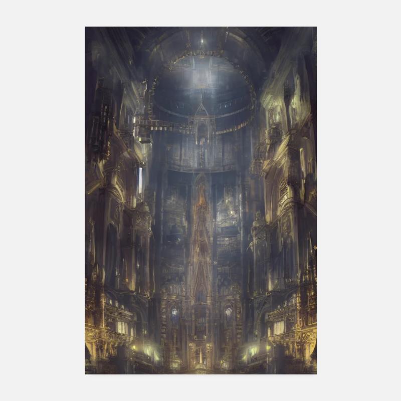 Steampunk Kathedrale - Poster 20x30 cm - Weiß