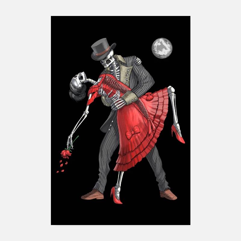 Goth Skeletons Dancing Poster 8" x 12" (20x30 cm)