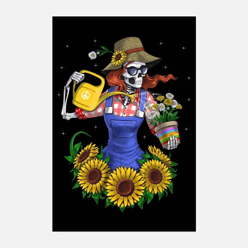 Skeleton Gardening Plants Poster 8" x 12" (20x30 cm)