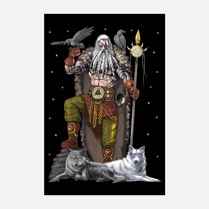 Der nordische Wikingergott Odin Poster 20x30 cm