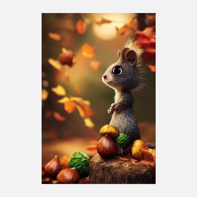 Écureuil aux noix Poster 20 x 30 cm