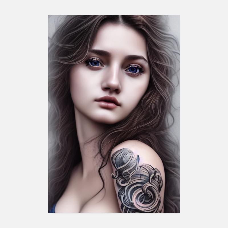 Fille tatouée Poster 20 x 30 cm