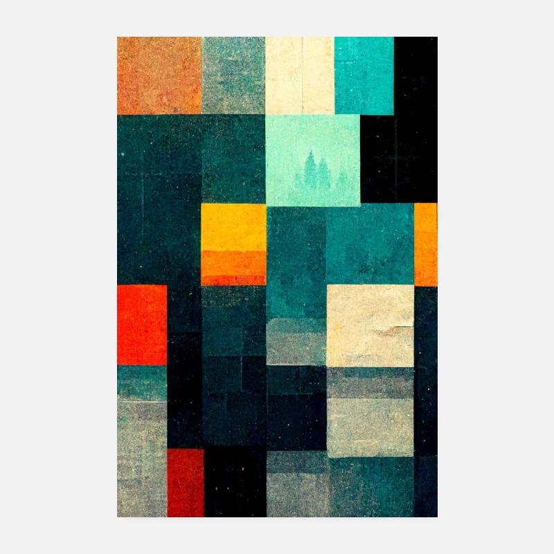 Abstract Pixel Art - Poster 20x30 cm - Weiß