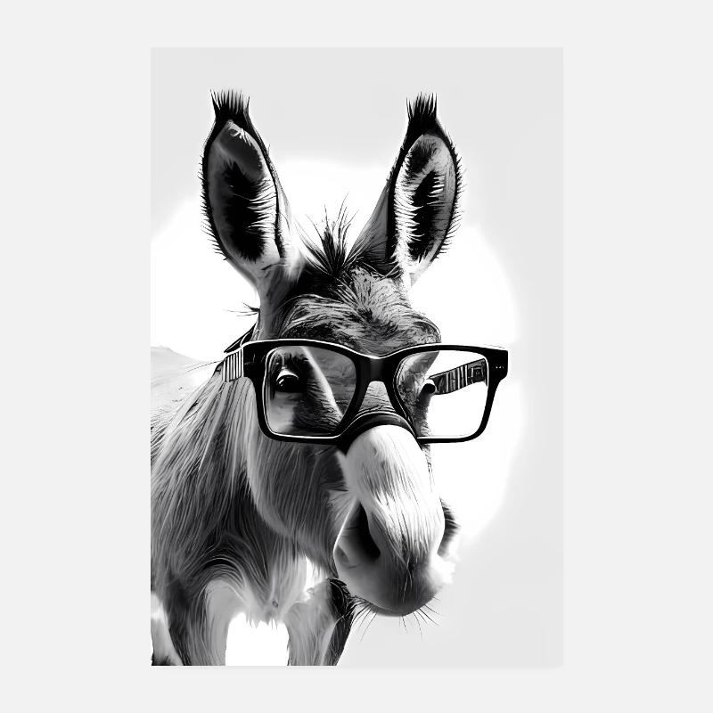 Portrait d’âne à lunettes Poster 20 x 30 cm
