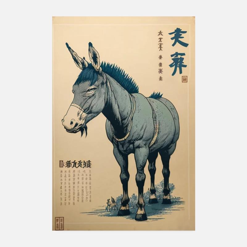 Donkey Ukiyo Poster 8" x 12" (20x30 cm)