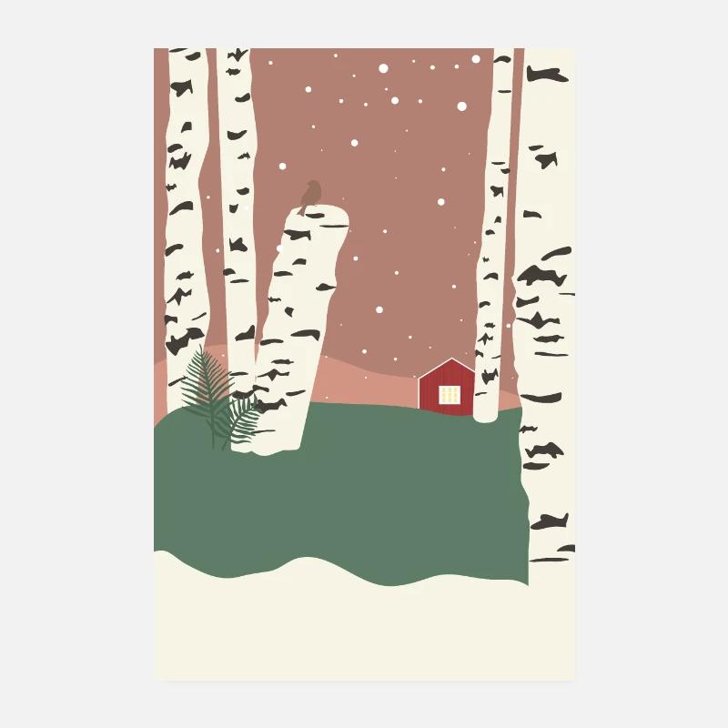 Poster Birch Forest Scandinavia Poster 8" x 12" (20x30 cm)